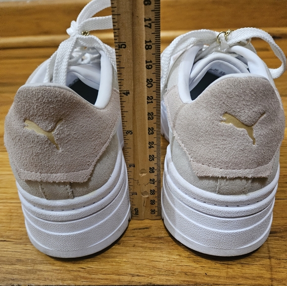 Puma White Tan Mayze Stacked Platform Lace Up Sneakers Shoes Size 8.5 - Picture 10 of 16